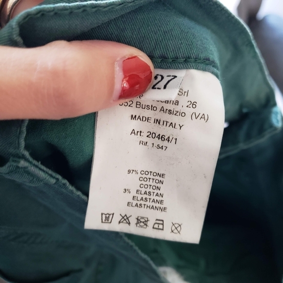 Brebis Noir Women's 27 Green Cuffed Pants Patterned Made in Italy - Picture 4 of 9